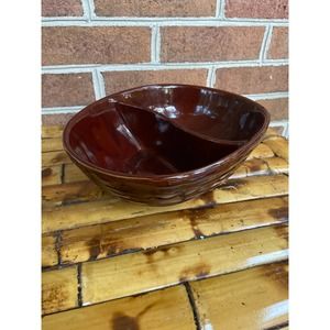 Mar-Crest Ovenproof Stoneware Brown  10" Oval Divided Vegetable Bowl